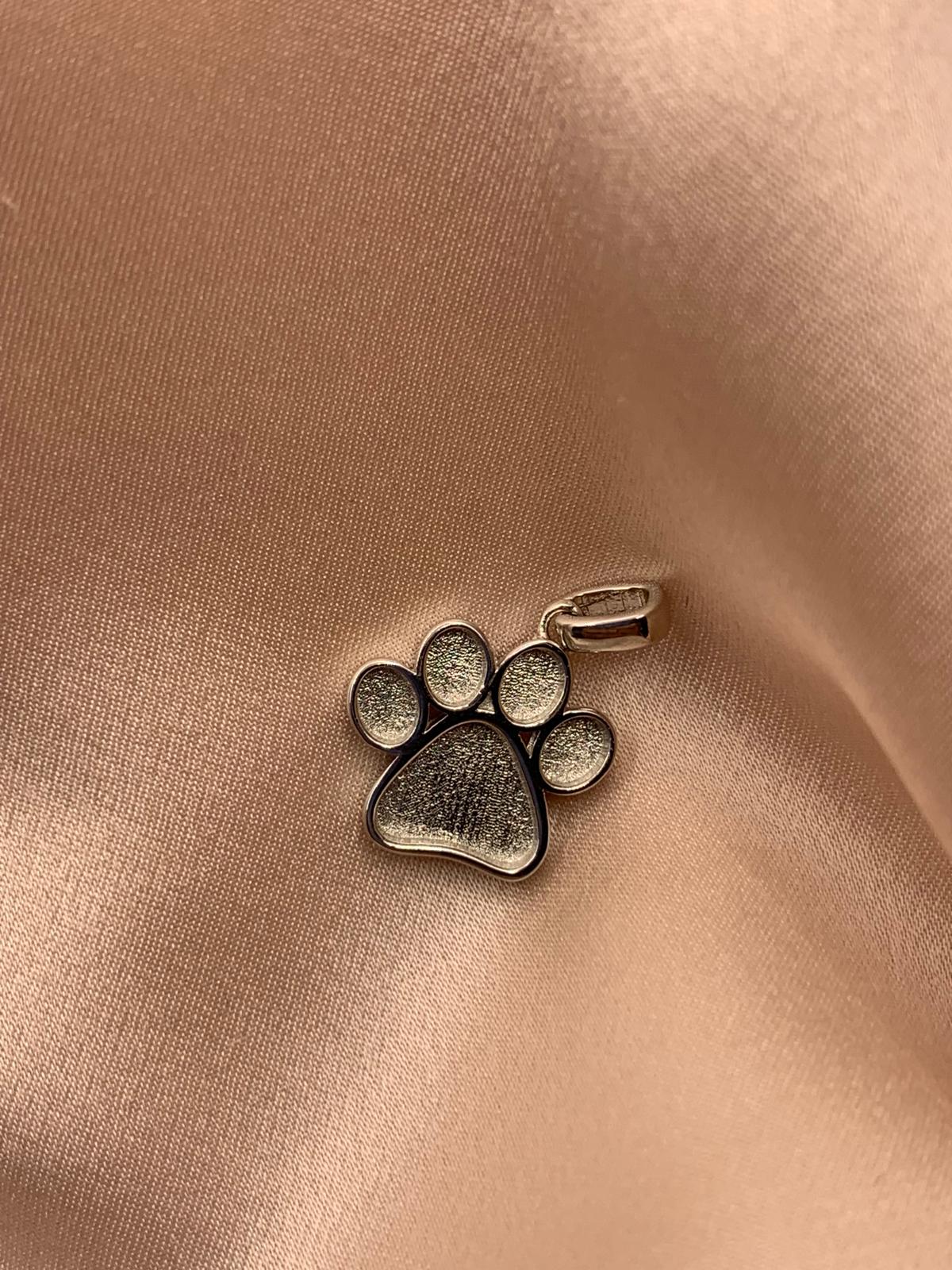 Sterling Silver Ashes/Hair Paw Print Pendant and Chain - Keepsake Memorial Jewellery