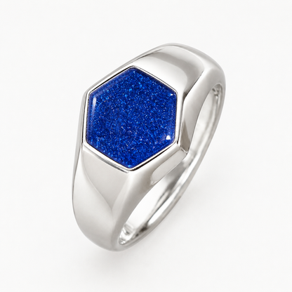 Hexagon Ring - Sterling Silver Ashes/Hair/Breastmilk Keepsake Memorial Jewellery
