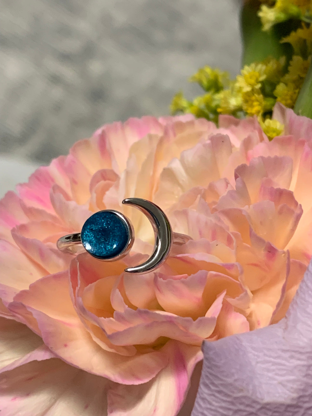 Moon Ring - Sterling Silver Ashes/Hair/Breastmilk Keepsake Memorial Jewellery