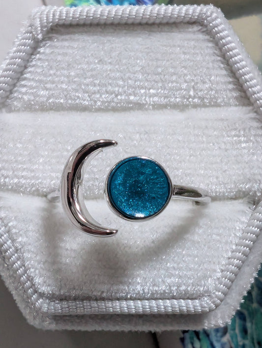 Moon Ring - Sterling Silver Ashes/Hair/Breastmilk Keepsake Memorial Jewellery
