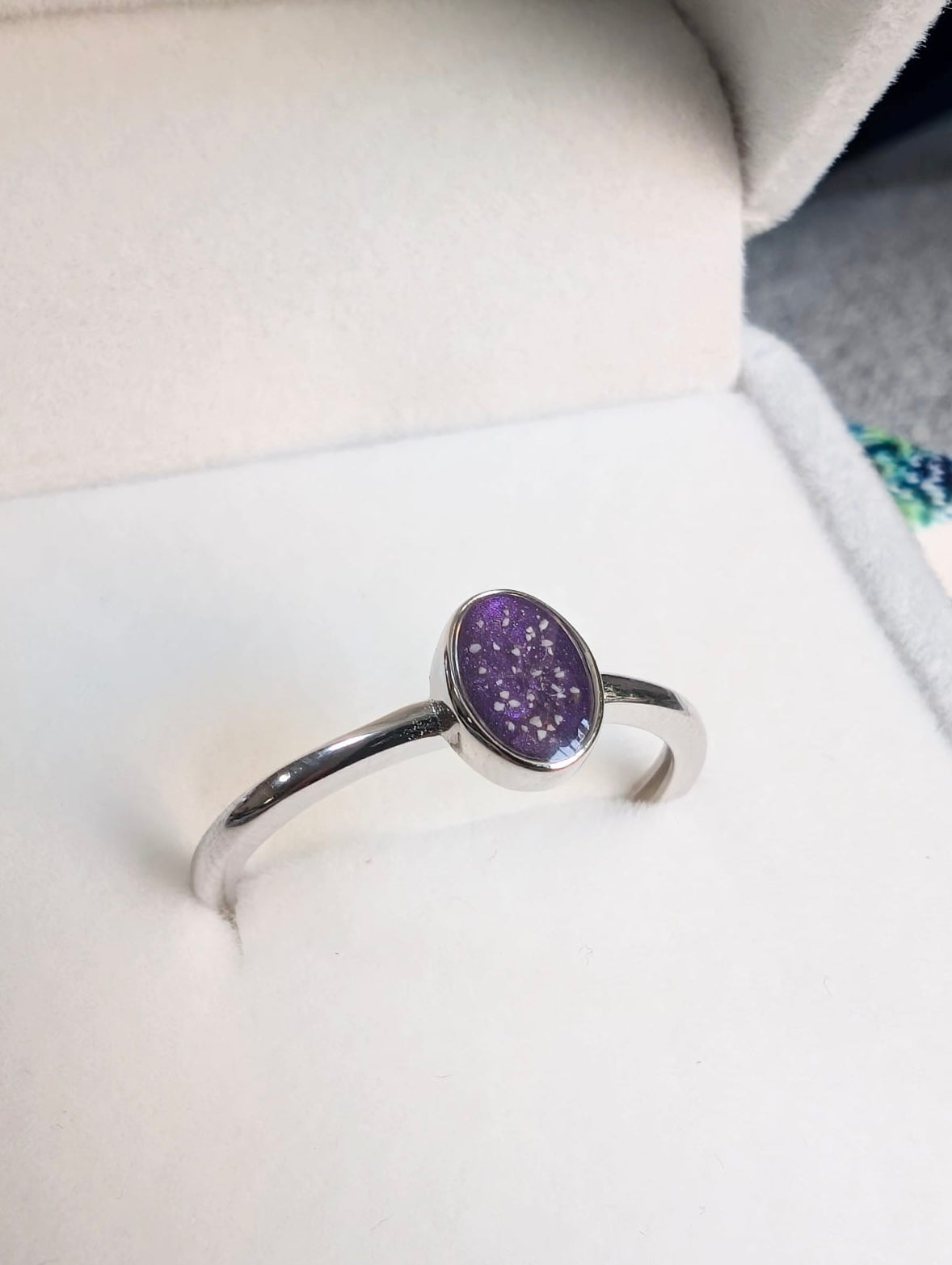 Oval Ring - Sterling Silver Ashes/Hair/Breastmilk Keepsake Memorial Jewellery