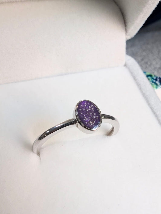 Oval Ring - Sterling Silver Ashes/Hair/Breastmilk Keepsake Memorial Jewellery