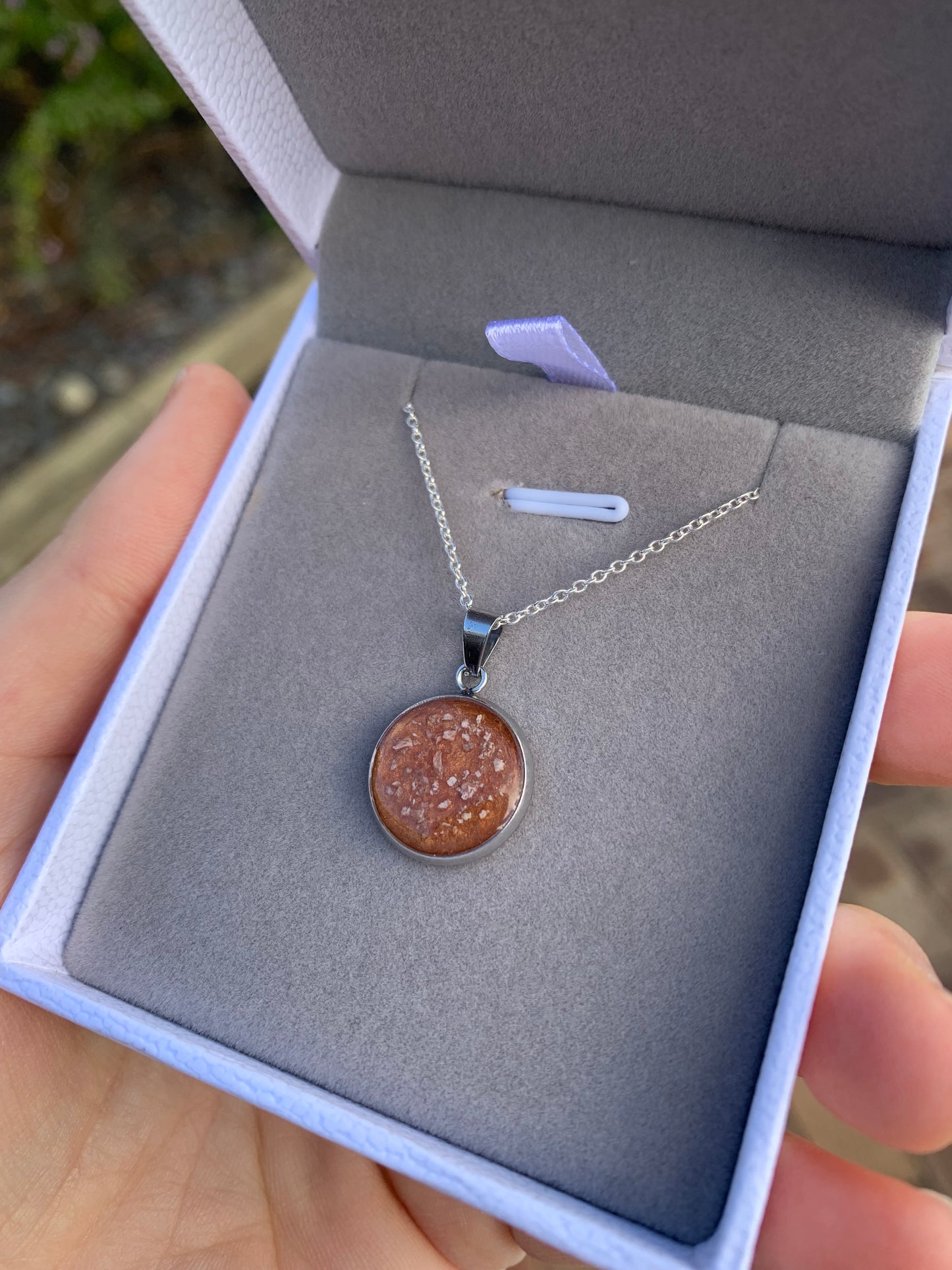 Circle Pendant and Chain Sterling Silver Ashes/Hair - Keepsake Memorial Jewellery