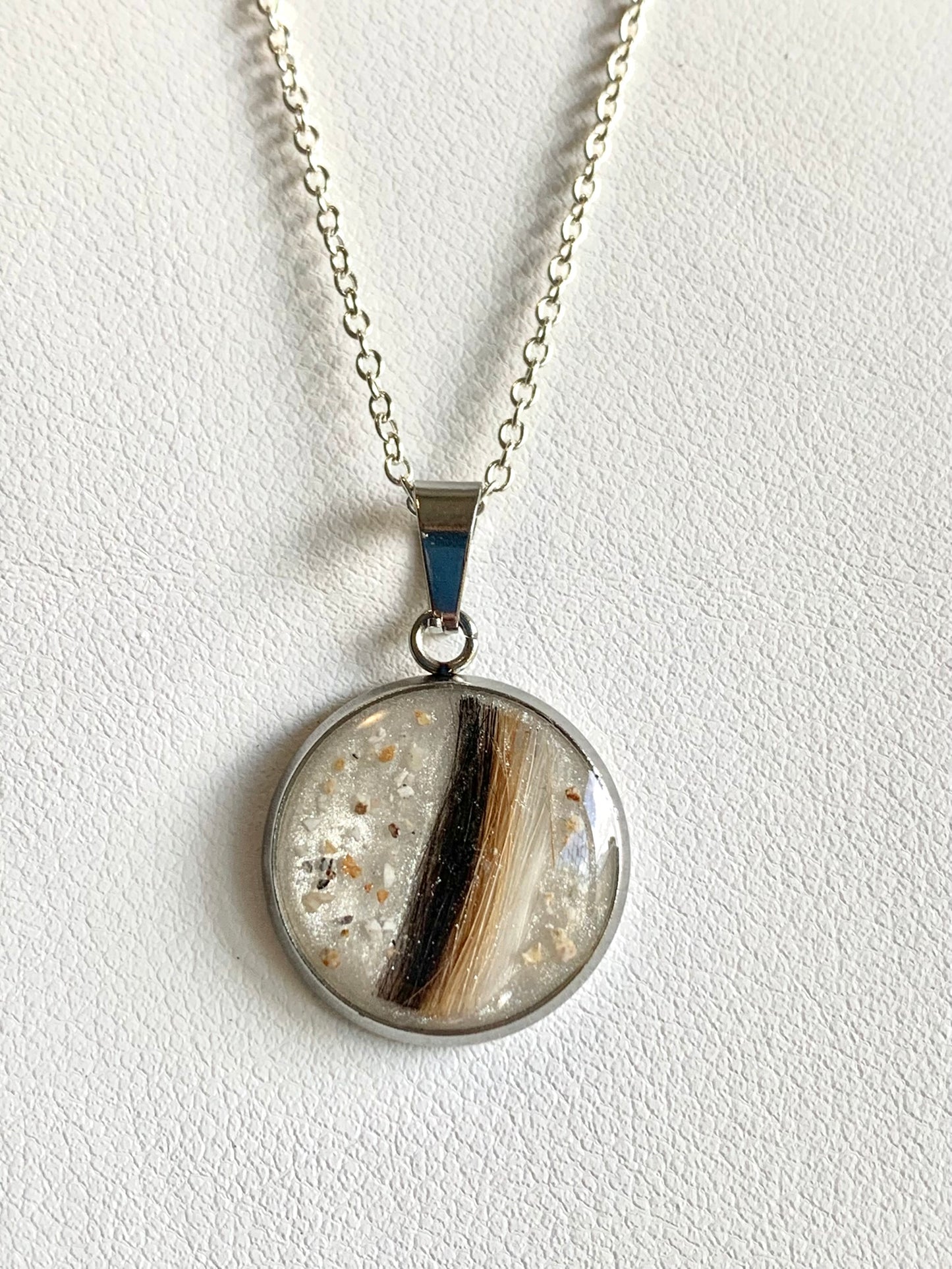 Circle Pendant and Chain Sterling Silver Ashes/Hair - Keepsake Memorial Jewellery