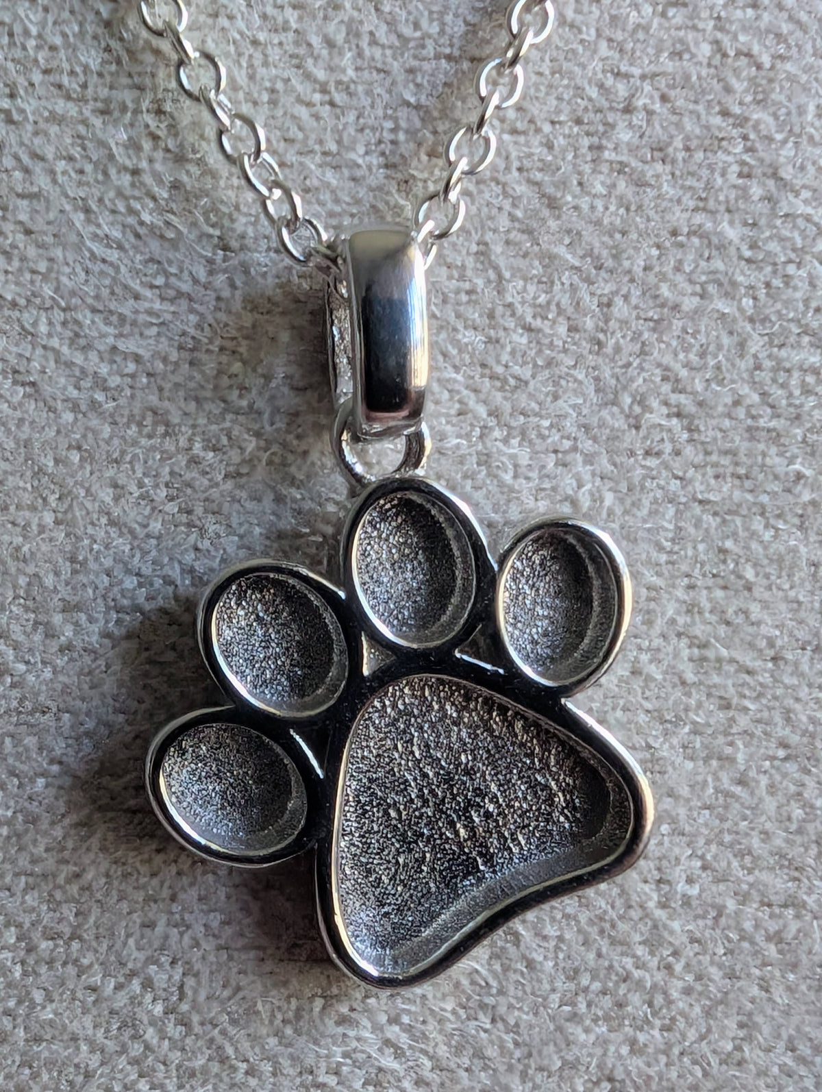 Paw Print Pendant and Chain Sterling Silver Ashes/Hair - Keepsake Memorial Jewellery