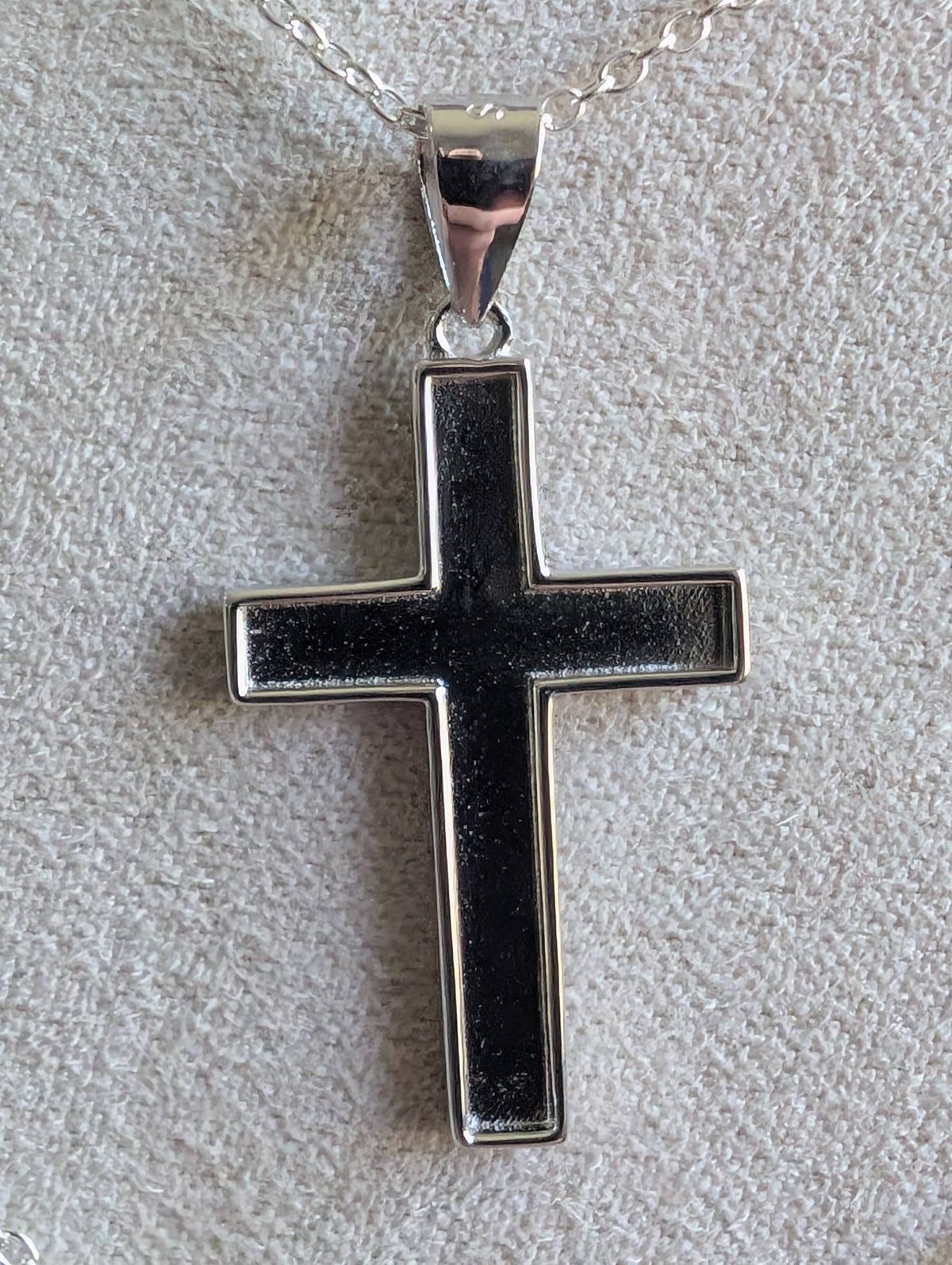 Cross Pendant and Chain Sterling Silver Ashes/Hair/Breastmilk - Keepsake Memorial Jewellery
