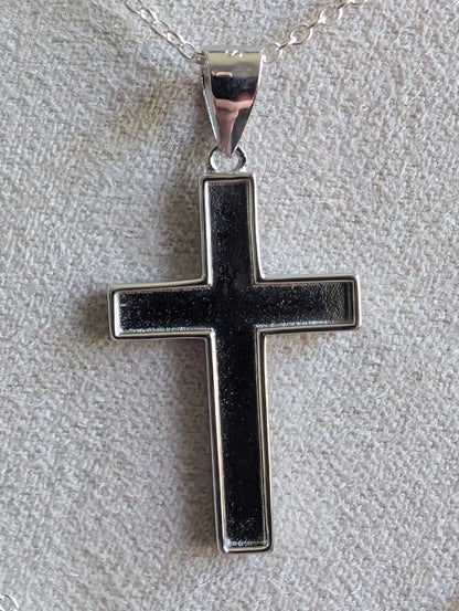 Cross Pendant and Chain Sterling Silver Ashes/Hair/Breastmilk - Keepsake Memorial Jewellery