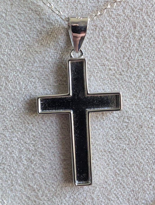 Cross Pendant and Chain Sterling Silver Ashes/Hair/Breastmilk - Keepsake Memorial Jewellery