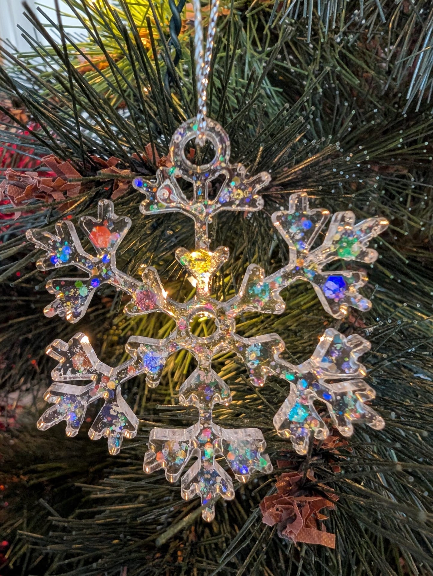 Keepsake Snowflake Ornament — Ashes, Hair, Fur or Breastmilk Resin Christmas Decoration