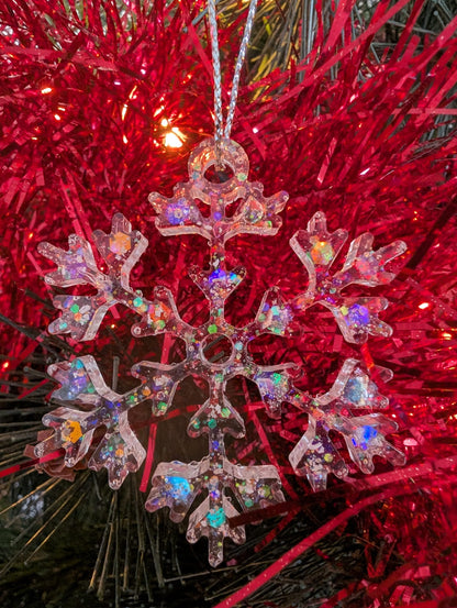 Keepsake Snowflake Ornament — Ashes, Hair, Fur or Breastmilk Resin Christmas Decoration
