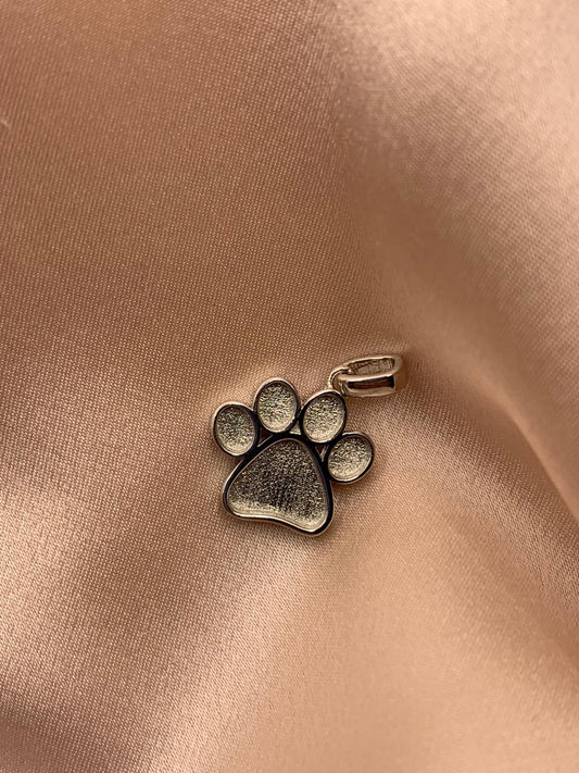 Sterling Silver Ashes/Hair Paw Print Pendant and Chain - Keepsake Memorial Jewellery