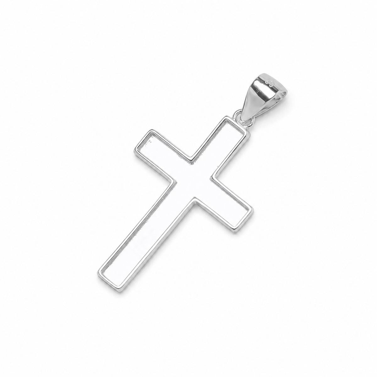 Sterling silver cross pendant with ashes, hair or breastmilk set in resin, on chain - EverKeepsakes